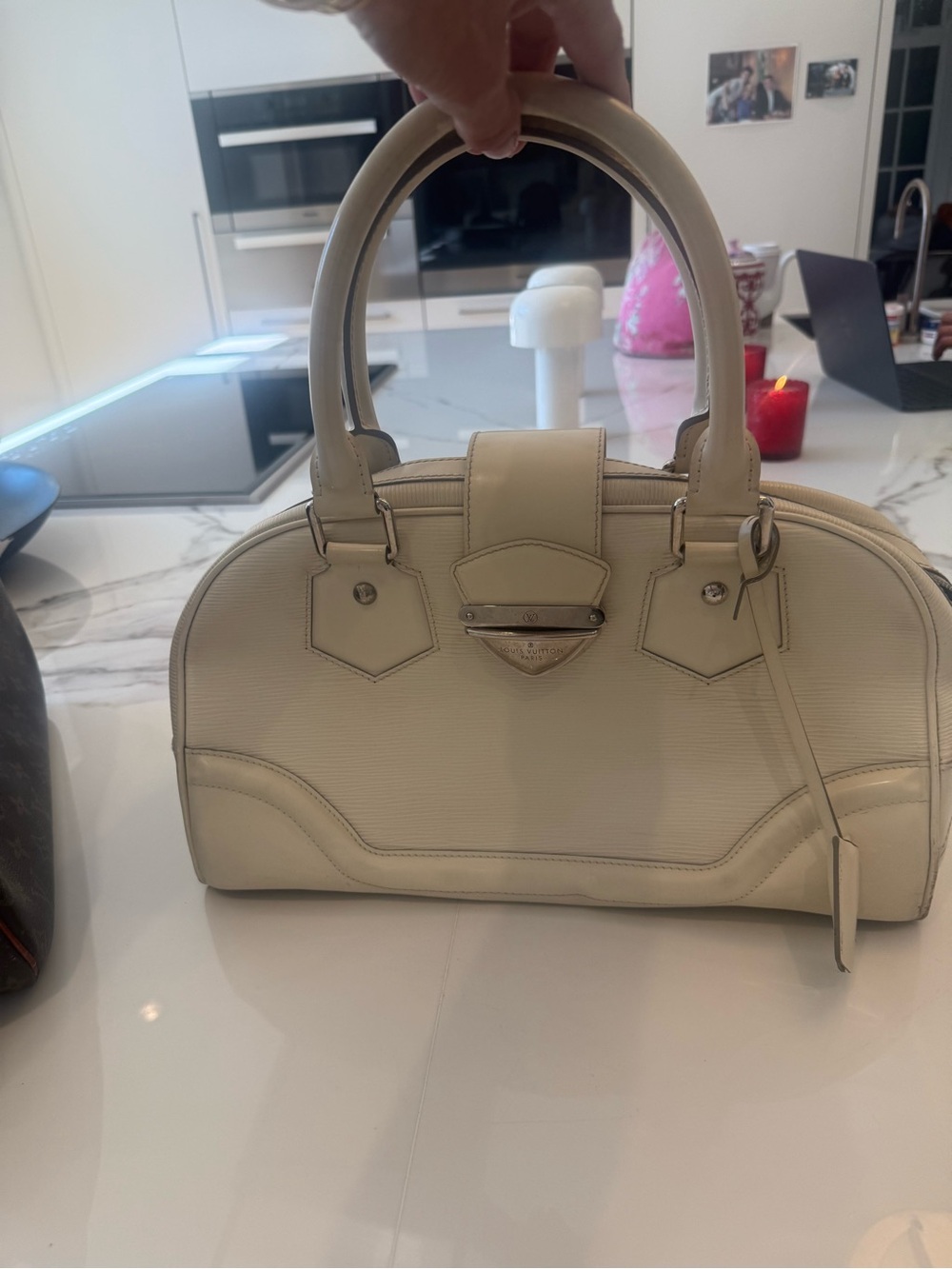 Louis Vuitton Ivoire GM Montaigne Epi Leather Handbag